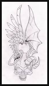 Two Face Angel Demon By Maplr20 Deviantart Com On Deviantart Demon Drawings Skulls Drawing Skull Tattoo Design