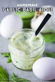 Garlic Basil Aioli With Homemade Mayonnaise Is The Bomb The Taste Is So Subtle Yet So Delicious And With An Immersion B Basil Aioli Aioli Sauce Aoli Recipe