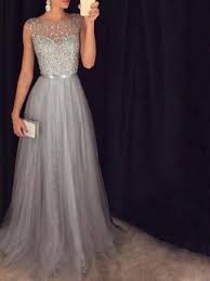 Gorgeous Grey Beaded Long Evening Prom Dresses Bw0627 Grey Evening Dresses Grey Prom Dress Modest Evening Dress