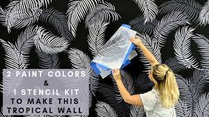 (and i tend to be kind of slow because i'm a perfectionist, so other people would probably. How To Stencil A Palm Fronds Tropical Wall With 2 Paint Colors 1 Wall Stencil Kit Youtube