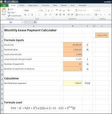 Our auto loan calculator spreadsheet does not contain a calculator for comparing leasing vs. Monthly Lease Payment Calculator Plan Projections