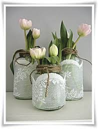Vaasjes Bekleed Met Ikea Gordijn Weckglaserdekorieren Vaasjes Bekleed Met Ikea Gordijn Mason Jar Diy Spring Decor Flower Decorations