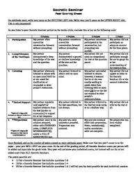This Rubric Is For Use In A Fishbowl Style Socratic Seminar In Which Half Of The Students Are On The Outer Circle Observing A Socratic Seminar Rubrics Seminar