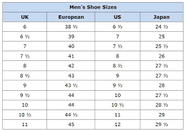 Mens Shoe Size Chart Us To European Youth And Mens Shoe Size