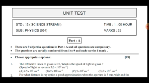 Unit test aanya wrote the four equations that are shown below. 12th Physics English Medium Paper Unit Test 7 Youtube