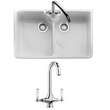 Atc jindal stainless steel glossy finish single bowl kitchen sink 24 x 18 x 9 inches (4 kg) with ss kitchen sink coupling. Butler Rose Fireclay Ceramic White Double Belfast Kitchen Sink Tap Waste Tap Warehouse