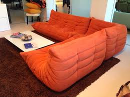 Ligne Roset Togo Sectional Sofa Corner And Loveseat In Orange Alcantara Love Seat Togo Sectional Sectional Sofa
