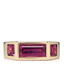 Tiffany 18k Yellow Gold Rubellite Paloma S Studio Baguette Three Stone Ring 50 5 5 502628 Fashionphile