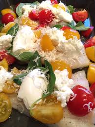 Jamie Oliver Roasted Cod With Cheery Tomatoes Basil And Mozzarella Preheat The Oven To 425 Degrees F Place The Cod Fille Baked Fish Fillet Roasted Cod Recipes