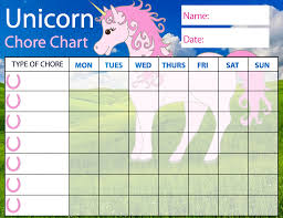 pink unicorn chore chart rooftop post printables