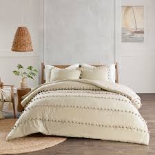 Buy king comforters at macys.com! Madison Park Tracie Pom Pom Cotton King Cal King Size Comforter Set In Ivory As Is Item Overstock 28416441