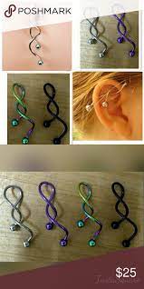 Silver Twist Spiral Industrial Piercing Barbell Twist Spiral Ear Industrial Piercing Bar Ear Piercings Industrial Piercing Jewelry Industrial Piercing Barbells