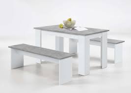 Available in leather, oak and plastic across a large range of colours you will be able to choose. Slumberhaus Dorma Dining Table And 2 Bench Set In White And Concrete Lodge Furniture Uk