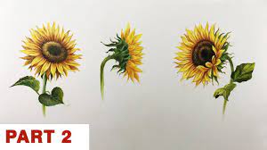 How To Paint A Sunflower In Acrylic Step By Step Painting Part 2 Youtube Step By Step Painting Sunflower Canvas Paintings Acrylic Painting Techniques