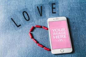 Mockup Template Featuring A White Iphone Lying On A Jeans Texture With The Letters Love Spelled Next To It Click On The De White Iphone Mockup Template Iphone