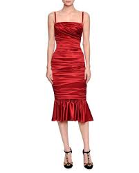 Dolce Gabbana Ruched Satin Cocktail Dress Red Satin Cocktail Dress Red Cocktail Dress Long Cocktail Dress