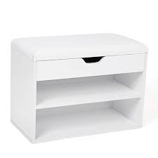 Vasagle Scarpiera Panca In Pannello Di Fibre Di Legno Sedile Imbottito Seduta Con Cuscino A 3 Ripiani Bianco Lhs20wt Amazon It Casa E Cucina