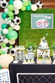 Check Out This Cool Soccer Themed 1st Birthday Party The Soccer Dessert Table I Soccer Birthday Parties Boys First Birthday Party Ideas Birthday Party Themes