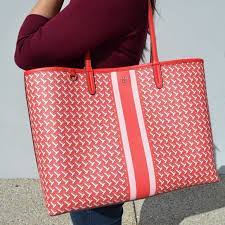 Nwt tory burch t zag tote black still in original packaging. Tory Burch Bags Nwt Tory Burch Tilt T Allover Tzag Large Bag Red Poshmark