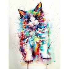 Pin By D D Nnd Nd D D Dd D D D Nnndº On Colors On Doodles Mixed Media Cat Painting Watercolor Cat Animal Paintings
