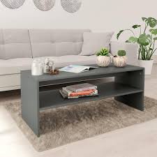 Deco 79 traditional dark brown leather coffee table with buckles and studs, 40 x 21 merchant video. Vidaxl Coffee Table Grey 100 40 40 Cm Chipboard Fruugo Ae