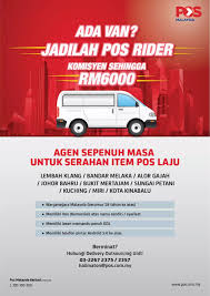 & anda menyediakan perkhidmatan seperti yang tertera. Pos Malaysia Tawar Jadi Pos Rider Dengan Komisyen Sehingga Rm6000 Layanlah Berita Terkini Tips Berguna Maklumat