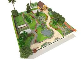 Un jardin avec une piscine et décoré avec des palmes. Epingle Sur Dessiner Ses Plans De Jardin Et De Maison