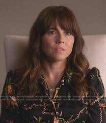 WornOnTV: Judy's black floral dress and necklace