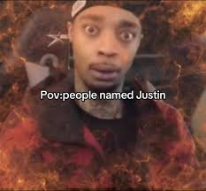 Justin in Bubble Letters