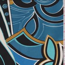 A beautiful floral pattern printed on rayon jersey knit fabric is colorful stretchy multi color fabric it is a 4 way stretch, weighs 180 gsm this fabric contains 95% rayon and 5% spandex jersey and its width is 58/60. Aqua Black Modern Floral Print Silk Jersey Knit 43891 Fashion Fabrics