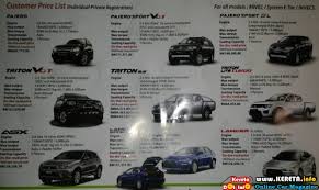 Mitsubishi corporation kuala lumpur branch. Mitsubishi Malaysia Price List Brochure Triton Asx Lancer Pajero Mirage