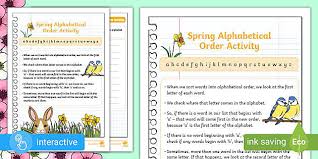 It is one of the methods of collation. Spring Alphabetical Order Activity Teacher Made
