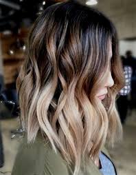 57 Long Bob With Beige Ombre Balayage Highlights Are A Stylish Way To Blend Brown And Blonde Hair The Dark Hai Short Hair Balayage Hair Styles Balayage Hair