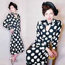 Black And White Polka Dot Long Sleeve Dress 1980s Black And White Polkadot Dress Long Sleeve 80s Does 40s Etsy Long Sleeve Dress Graphic Print Dress Polka Dot Dress