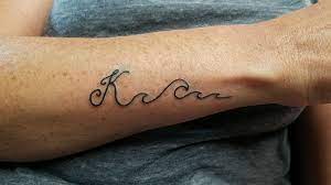 My Latest Tattoo Last Name Initial With Beach Waves Because It S My Favorite Place Tattoos Waves Tattoo New Tattoos
