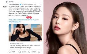 In recent days, yg has been chastised for mistreating blackpink member lisa. Korean Netizens Wonder Why A Thai Media Outlet Tagged Blackpink S Jennie In A Tweet About Lisa Allkpop