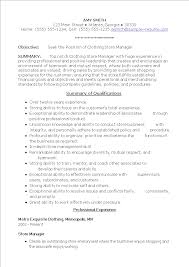 clothing store manager resume