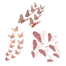 Lyrical gold iron/glass wall accent mirror 36 by tov furniture. 72 Pcs Butterfly Wall Stickers 3d Rose Gold Butterfly Stickers Wall Art Stickers Wall Decorations For Bedrooms Wall Stickers Aliexpress