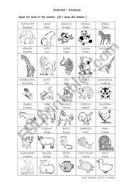 Learn those words will help you learn more words about. List Of Animals Esl Worksheet By Arizla
