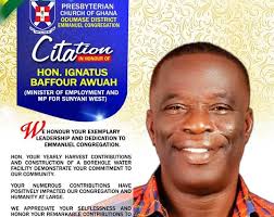 Presby Church Honours Labour Minister