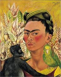 En memoria de la gran. Selbstbildnis Mit Affen Und Papageien Di Frida Kahlo Von Frida Kahlo Olgemalde Reproduktion