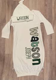 Personalized White Baby Gown and Hat. Navy, Grey and Hunter Green. Baby  Coming Home Outfit. Newborn. Hospital Set. Baby Shower Gift.