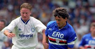 Robert mancini playing for sampdoria in 1993. David Batty Roberto Mancini Leeds United Sampdoria Planet Football