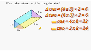 Volume = 0.5 * b * h * length , where b is the length of the base of the triangle , h is the height of the triangle and length is prism length. Surface Area Of A Triangular Prism Youtube
