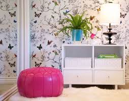 Schumacher Birds And Butterflies Wallpaper Schumacher Birds And Butterflies Wallpaper Contemporary Girl S Room Jac Interiors Girls Room Wallpaper Kids Room Wallpaper Modern Kids Room