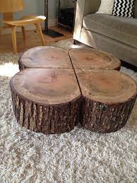 Shamrock Coffee Table On Wheels Wood Table Diy Tree Stump Furniture Rustic Wood Projects