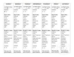 free weekly skincare routine schedule from thehouseofmag com