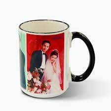 كوب حراري ابيض بطرف يمكنك طباعة صورك الخاصة او عباراتك او ذكرياتك اذا لم يكن لديك تصميم نقوم بالتصميم لك مجانا لطلباتكم تفضلوا بزي glassware mugs tableware