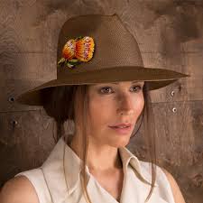 DORA Sun Hat With Hand-Made Flower Brooch