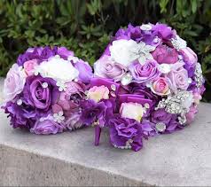 There are 14788 purple silk flowers for sale on etsy, and they cost 12,82 $ on average. Silk Purple Flower Rhinestone Bouquet Hollywood S Bridal